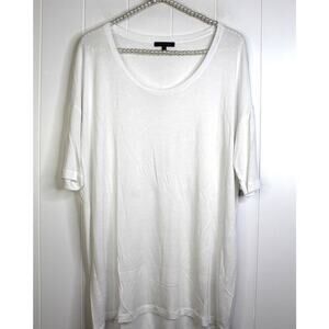 Lafayette 148 New York 100% Rayon‎ White Scoop Neck Short Sleeve T Shirt Size M
